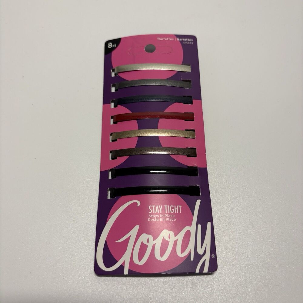 Goody Hair Barrettes, Assorted Metallics, 8-Count NEW 06432 Stay Tight